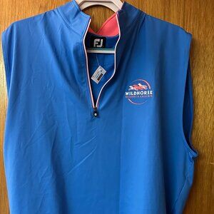 Golf Vest Blue W/ Pink NWT Wildhorse Logo Foot Joy